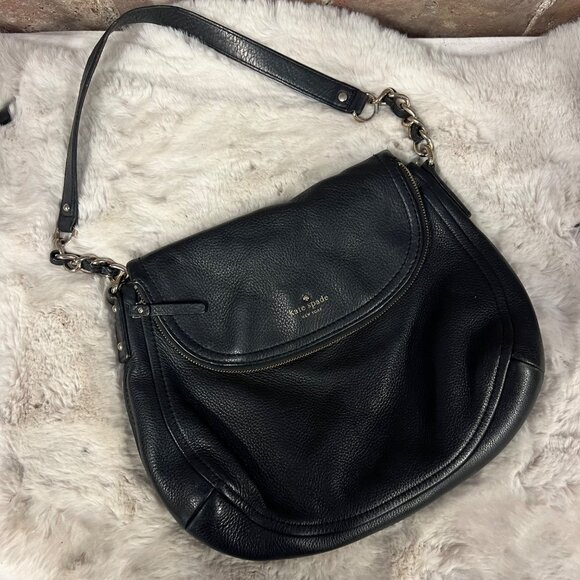 KATE SPADE Black Pebbled Leather Cobble Hill Penny Shoulder Bag - Picture 1 of 12